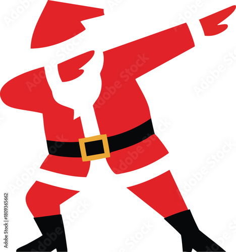 Funny Santa Claus dabbing pose vector, perfect for Christmas party invitations, digital art, stickers, and festive merchandise