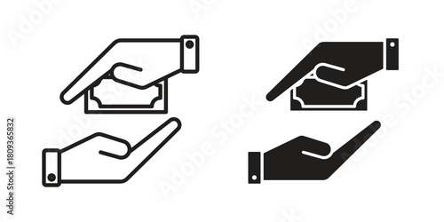loan icon symbol in filled and line style. Vector icon collection