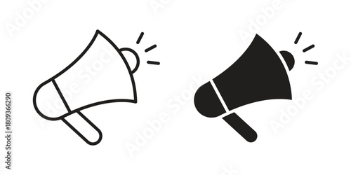 Loud Speaker icon symbol in filled and line style. Vector icon collection