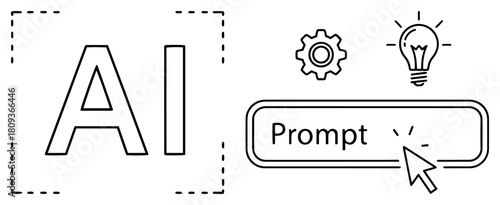 AI Prompt Interface with Cursor and Icons Vector