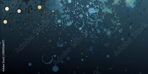Abstract dark blue background with splatters and bubbles vector illustration