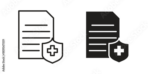 Medical insurance icon symbol in filled and line style. Vector icon collection