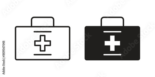 Medical kit icon symbol in filled and line style. Vector icon collection