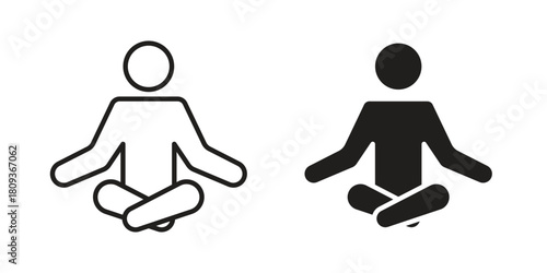 Meditation icon symbol in filled and line style. Vector icon collection