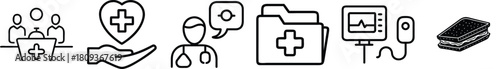 Medical icons representing healthcare services and technology