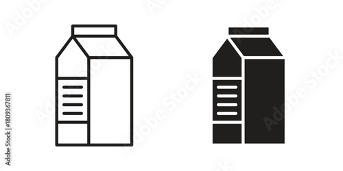 Milk carton icon symbol in filled and line style. Vector icon collection