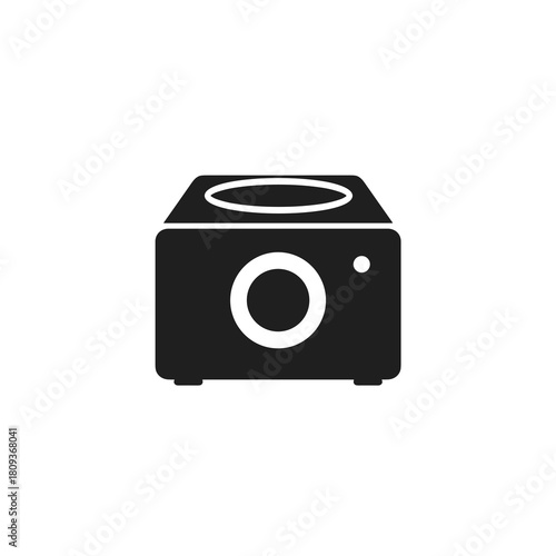 Minimal black laboratory centrifuge icon with circular rotor on a white background