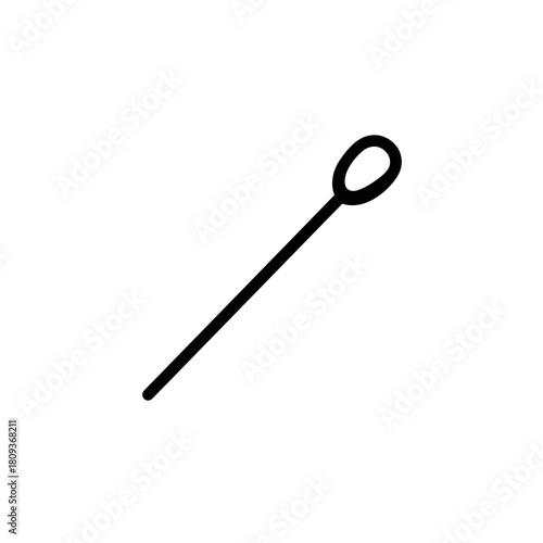 Simple black cotton swab silhouette on white background