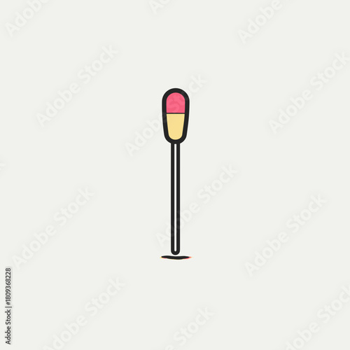 Colorful cotton swab with red and yellow tip on light background