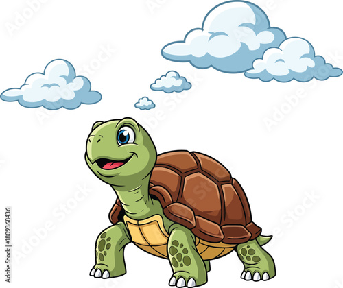 Smiling Tortoise Thinking About Clouds and Sky