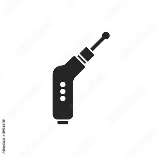 Black angled dental drill with ergonomic handle and circular buttons in a clean minimal style