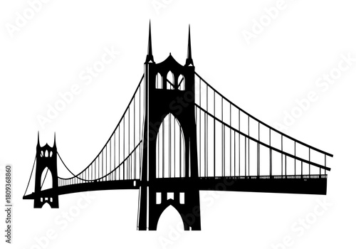 Iconic suspension bridge vector illustration showcasing architectural design and structural elegance in a versatile graphic