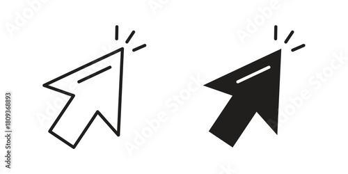 Mouse pointer icon symbol in filled and line style. Vector icon collection