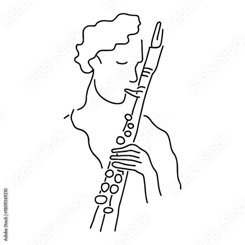 Musician Playing Clarinet Continuous Line Art