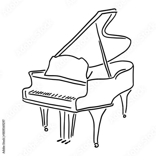 Grand Piano Musical Instrument Line Art Vector