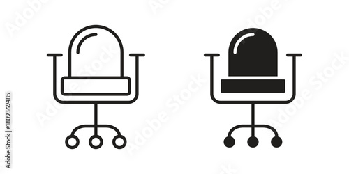 Office chair icon symbol in filled and line style. Vector icon collection