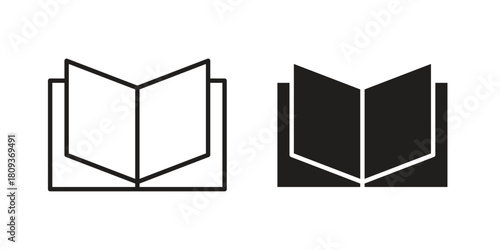 open book icon symbol in filled and line style. Vector icon collection