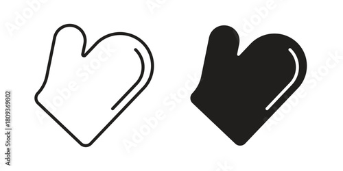 Oven mitt icon symbol in filled and line style. Vector icon collection
