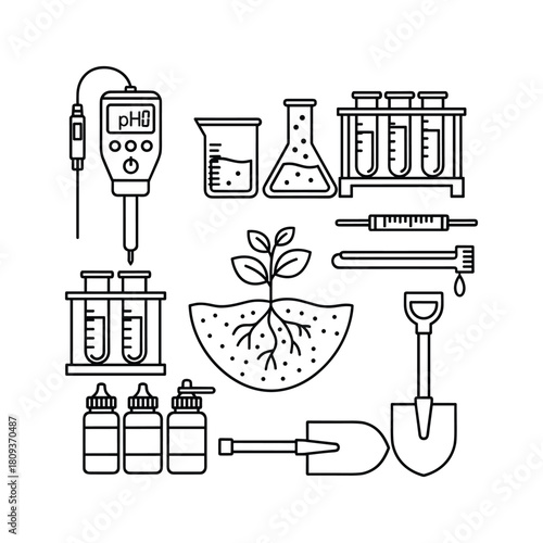 Soil science line icon isolated on, vector stock illustration