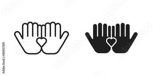 Philanthropy icon symbol in filled and line style. Vector icon collection