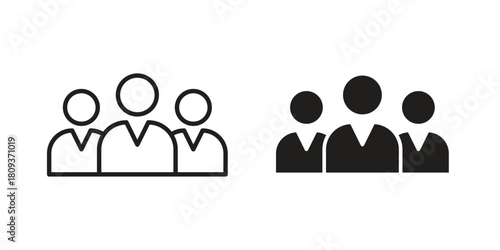 people icon symbol in filled and line style. Vector icon collection