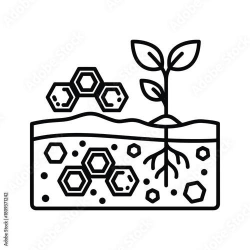 Plant and soil isolated on, soil improvement concept
