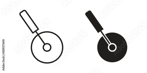 Pizza Slicer icon symbol in filled and line style. Vector icon collection