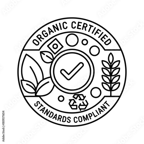Organic certified standards compliant label isolated on