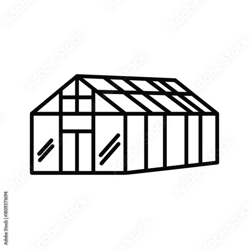 Outline greenhouse icon isolated on for farming and gardening
