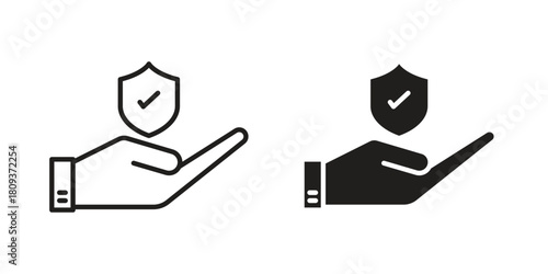 Policyholder icon symbol in filled and line style. Vector icon collection