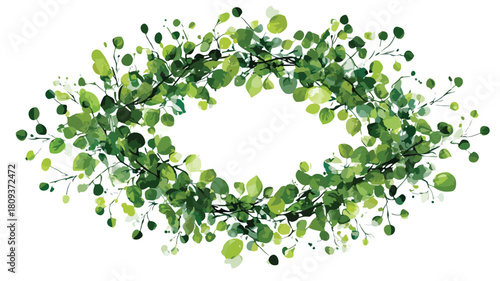 Green Bushes Leaves Wreath Vector Illustration for Nature Designs