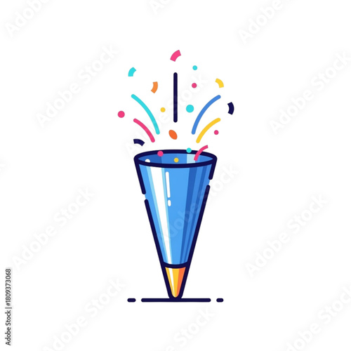 Party Popper Illustration: Confetti Explosion, Celebration Icon, Festive Fun, Birthday Surprise