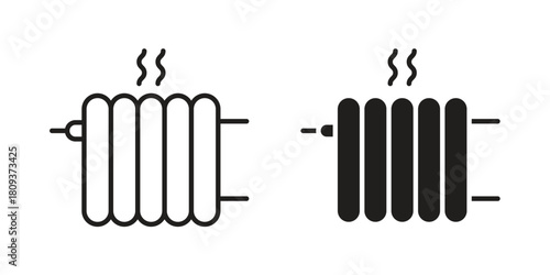 Radiator icon symbol in filled and line style. Vector icon collection