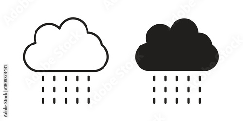 Rain icon symbol in filled and line style. Vector icon collection