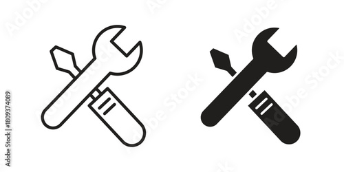 Repair icon symbol in filled and line style. Vector icon collection