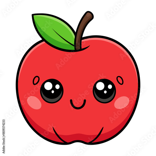 Wallpaper Mural Kawaii Apple Coloring Page – Cute Fruit Cartoon Line Art Illustration Torontodigital.ca