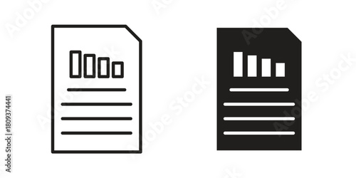 Report icon symbol in filled and line style. Vector icon collection