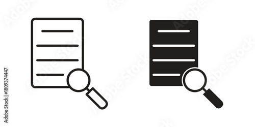 Research icon symbol in filled and line style. Vector icon collection
