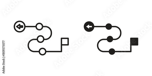 Roadmap icon symbol in filled and line style. Vector icon collection