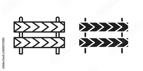 Roadblock icon symbol in filled and line style. Vector icon collection