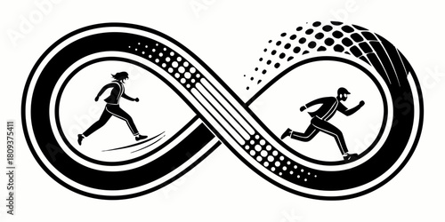 Modern Infinity Loop Logo Designed with Digital Pixels