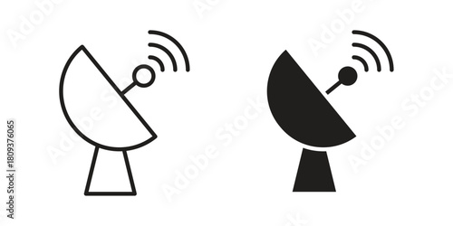 Satellite dish icon symbol in filled and line style. Vector icon collection