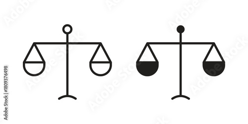 Scales of justice icon symbol in filled and line style. Vector icon collection