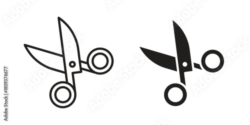 Scissors icon symbol in filled and line style. Vector icon collection