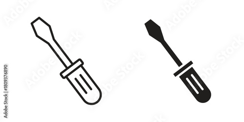 Screwdriver icon symbol in filled and line style. Vector icon collection