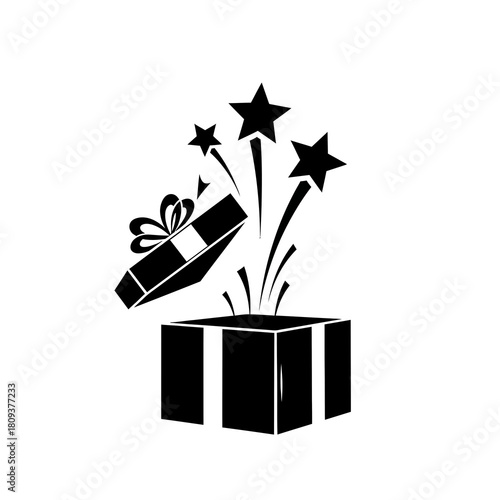 Gift box with stars isolated on transparent background for celebration