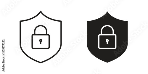 Security lock icon symbol in filled and line style. Vector icon collection