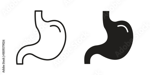 Stomach icon symbol in filled and line style. Vector icon collection