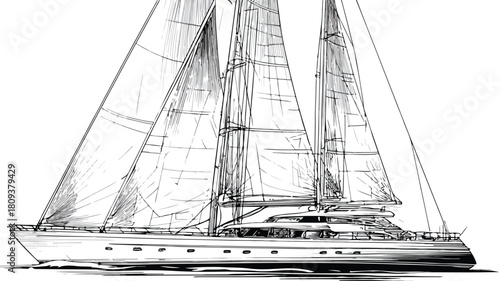 Sailing Yacht Mast Water Transport Vector