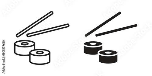 Sushi icon symbol in filled and line style. Vector icon collection
